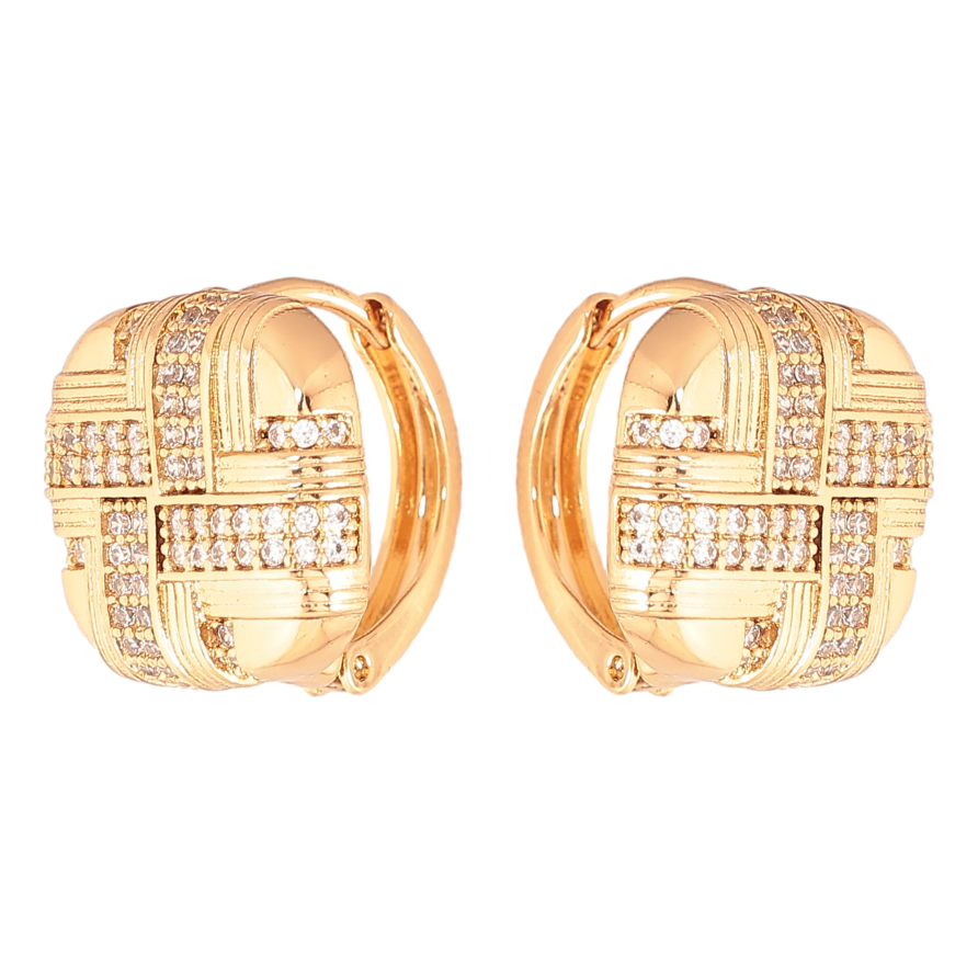 Серьги Xuping цвет Позолота 18К колечки "Узор с кристаллами" фото №1