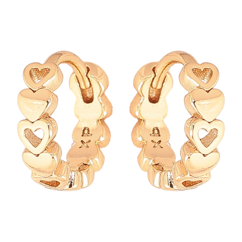 Серьги Xuping цвет Позолота 18К колечки "Узор сердечки" фото №1