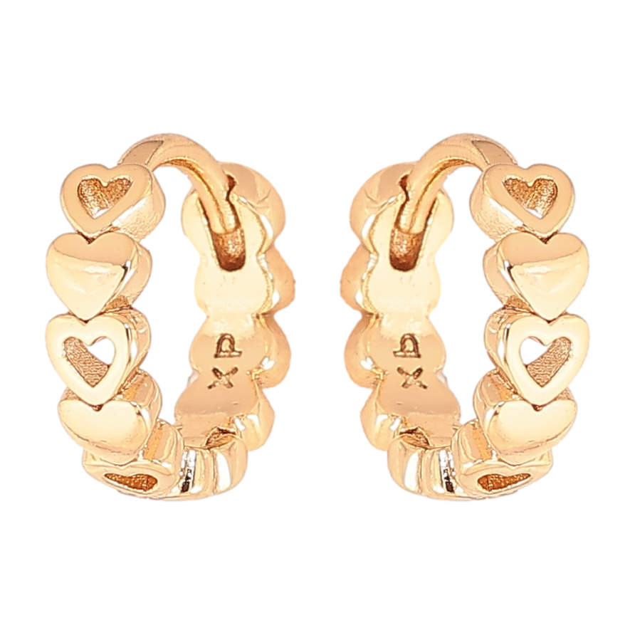 Серьги Xuping цвет Позолота 18К колечки "Узор сердечки" фото №1