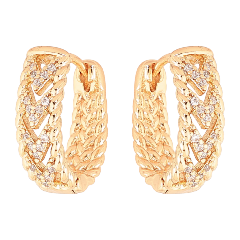 Сережки Xuping колір Позолота 18К колечка "Візерунок з кристалами" фото №1