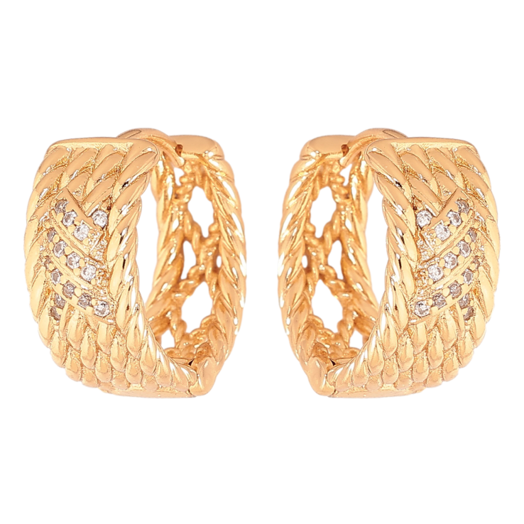 Сережки Xuping колір Позолота 18К колечка "Візерунок з кристалами" фото №24