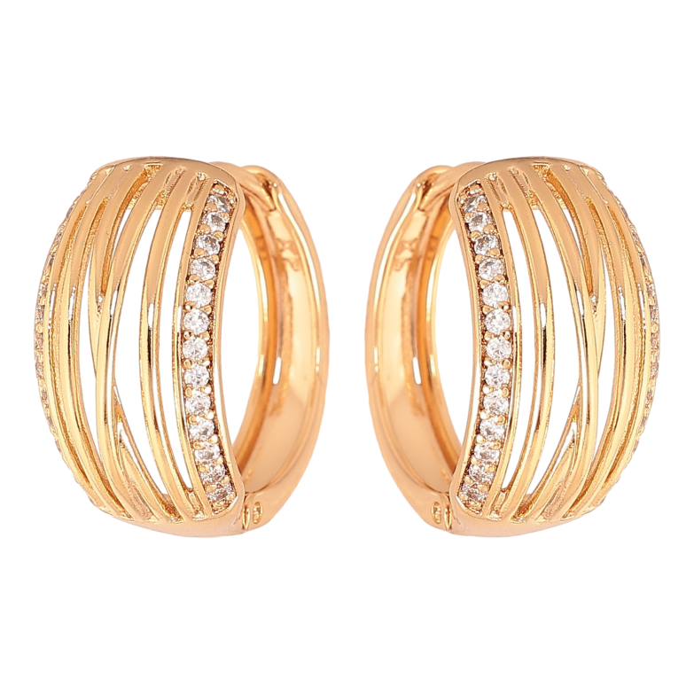 Сережки Xuping колір Позолота 18К колечка "Візерунок з кристалами" фото №1