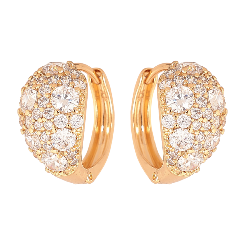 Сережки Xuping колір Позолота 18К колечка "Інкрустація кристалами" фото №2