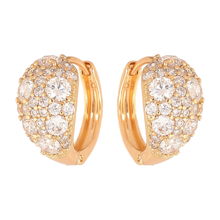 Сережки Xuping колір Позолота 18К колечка "Інкрустація кристалами" фото №1