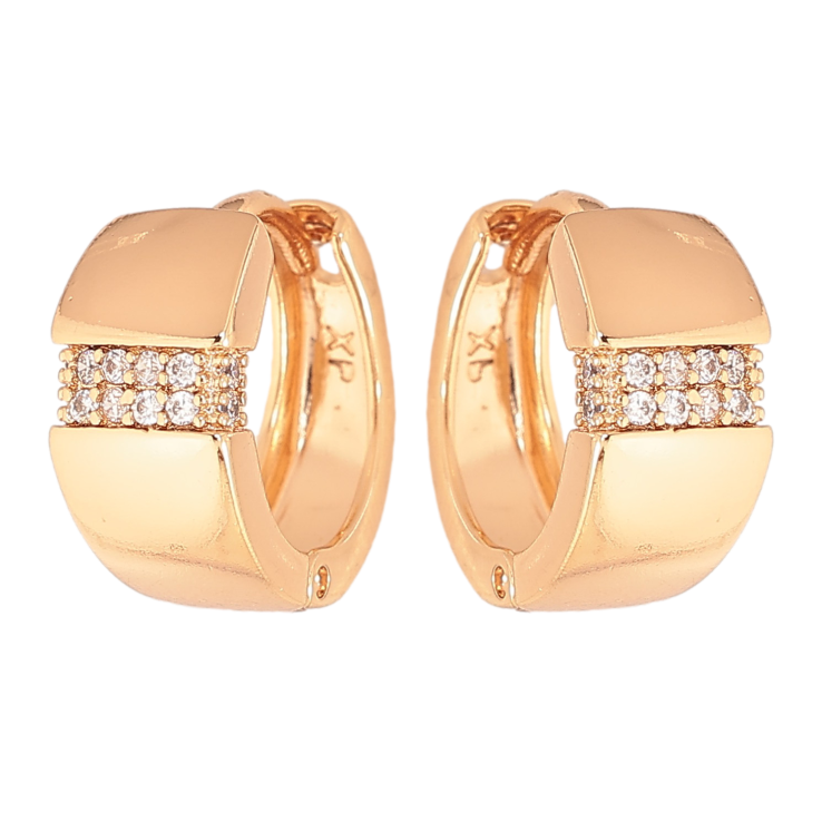 Сережки Xuping колір Позолота 18К колечка "Візерунок з кристалами" фото №15