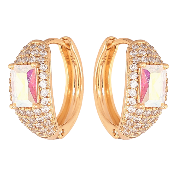 Сережки Xuping колір Позолота 18К колечка "Інкрустація кристалами" фото №11