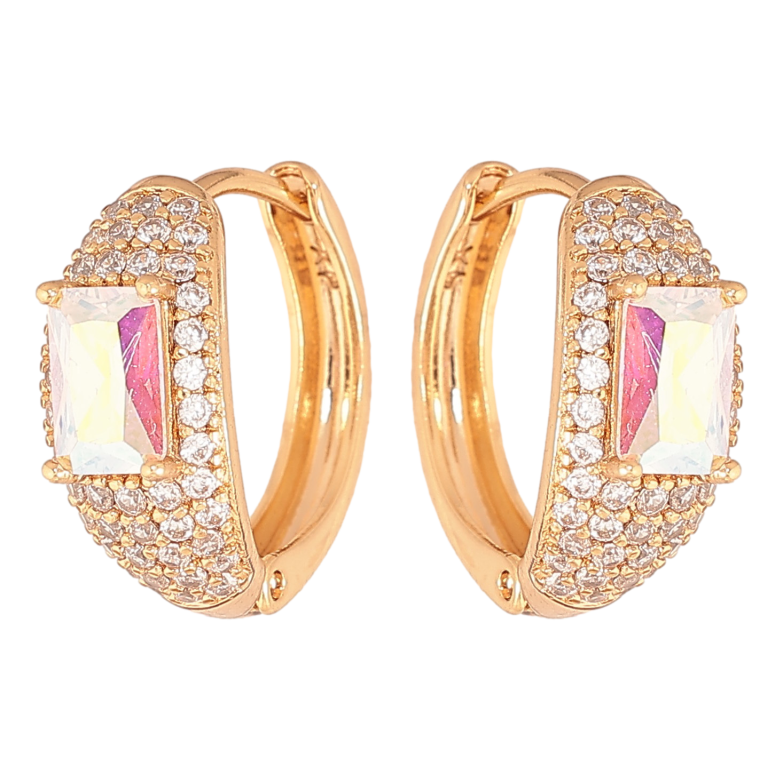 Серьги Xuping цвет Позолота 18К колечки "Инкрустация кристаллами" фото №1