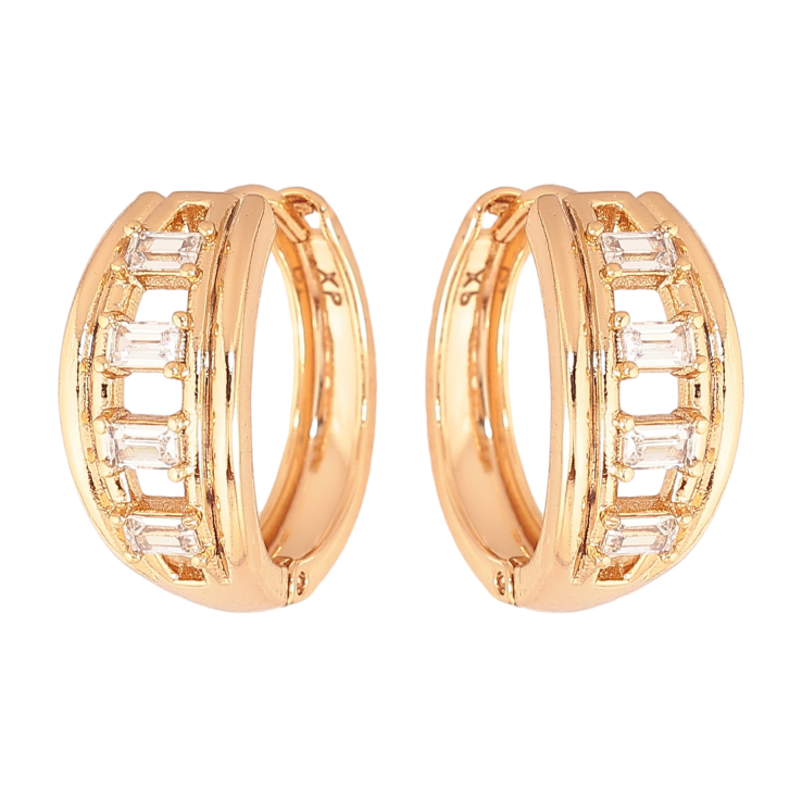 Сережки Xuping колір Позолота 18К колечка "Візерунок з кристалами" фото №9