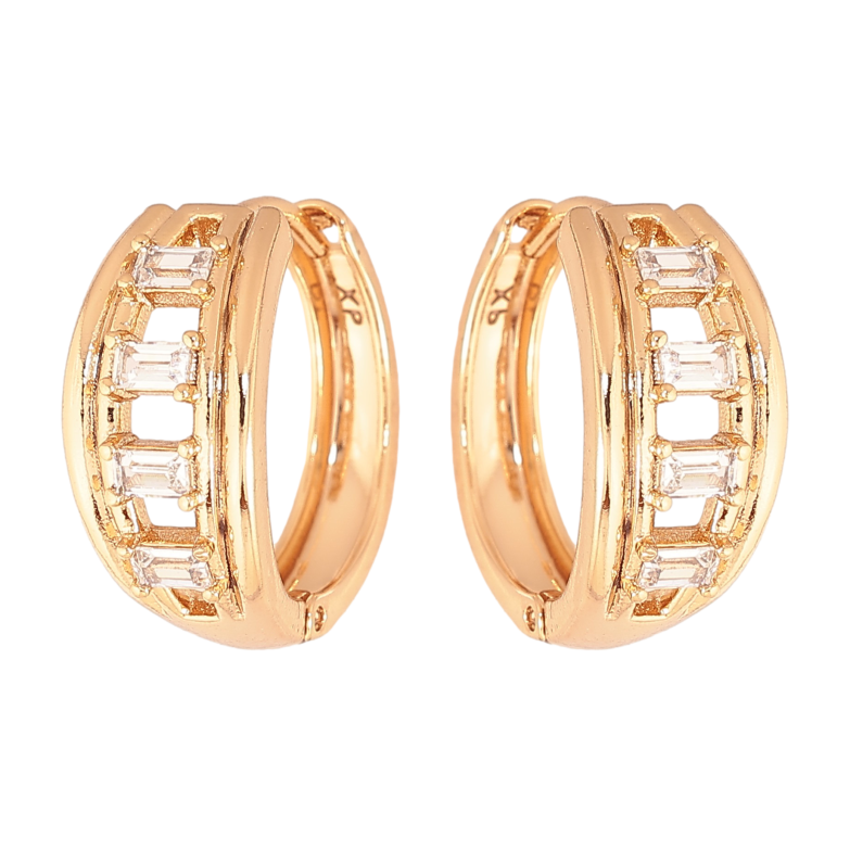 Сережки Xuping колір Позолота 18К колечка "Візерунок з кристалами" фото №1 Сережки Xuping колір Позолота 18К колечка "Візерунок з кристалами" фото №1