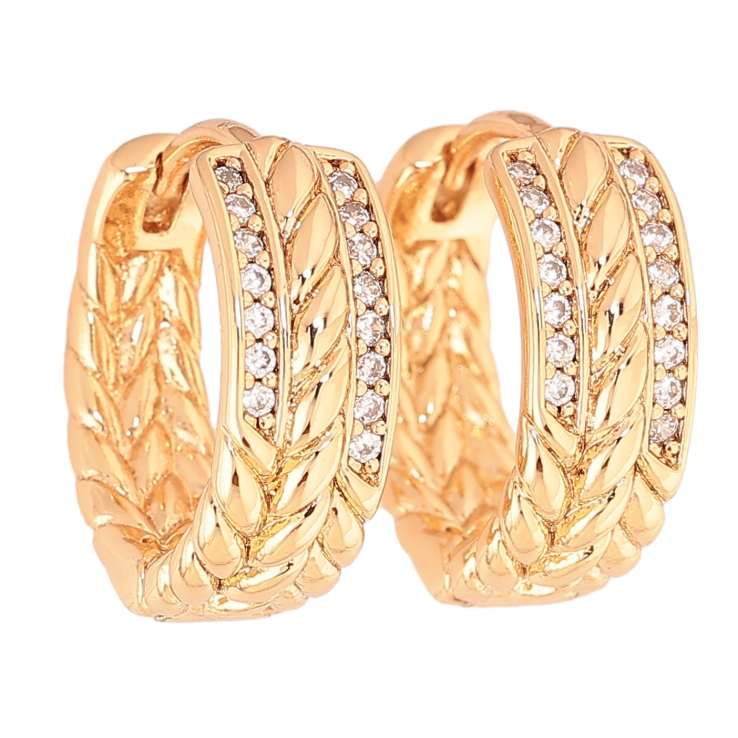 Сережки Xuping колір Позолота 18К колечка "Візерунок з кристалами" фото №8