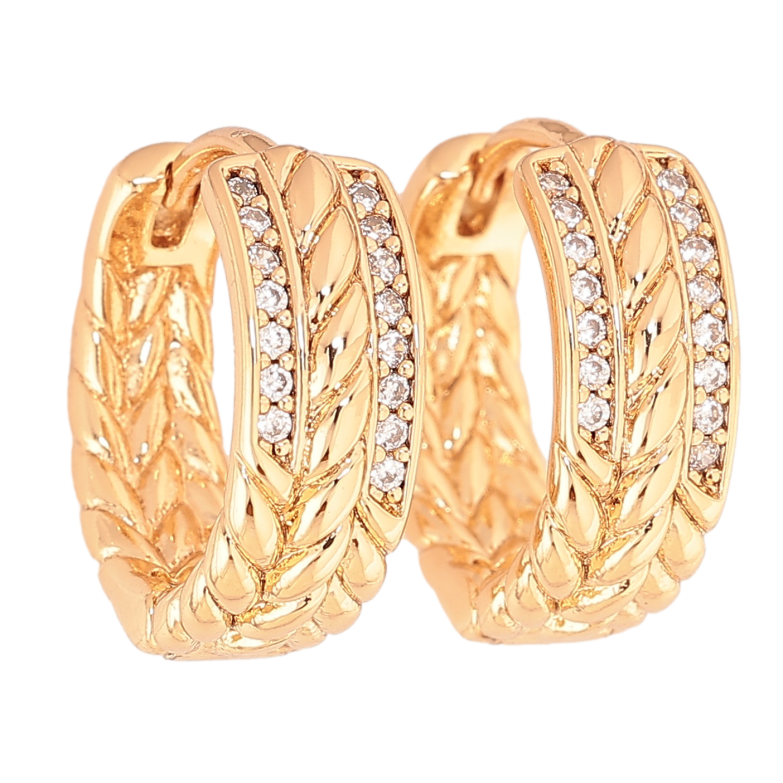 Сережки Xuping колір Позолота 18К колечка "Візерунок з кристалами" фото №1