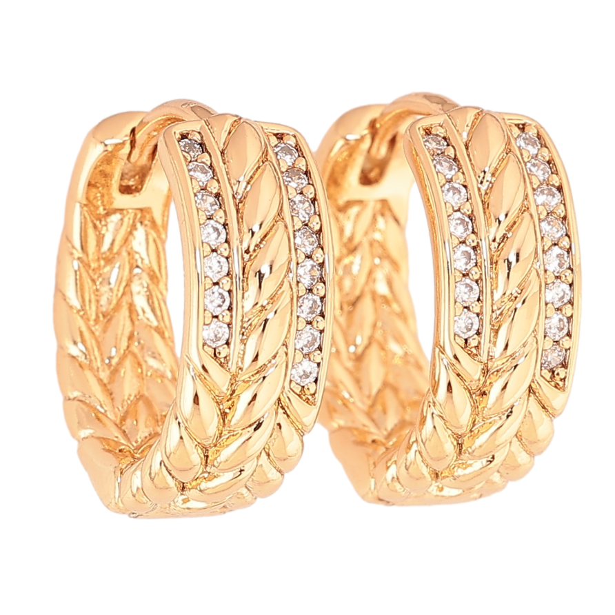 Сережки Xuping колір Позолота 18К колечка "Візерунок з кристалами" фото №1