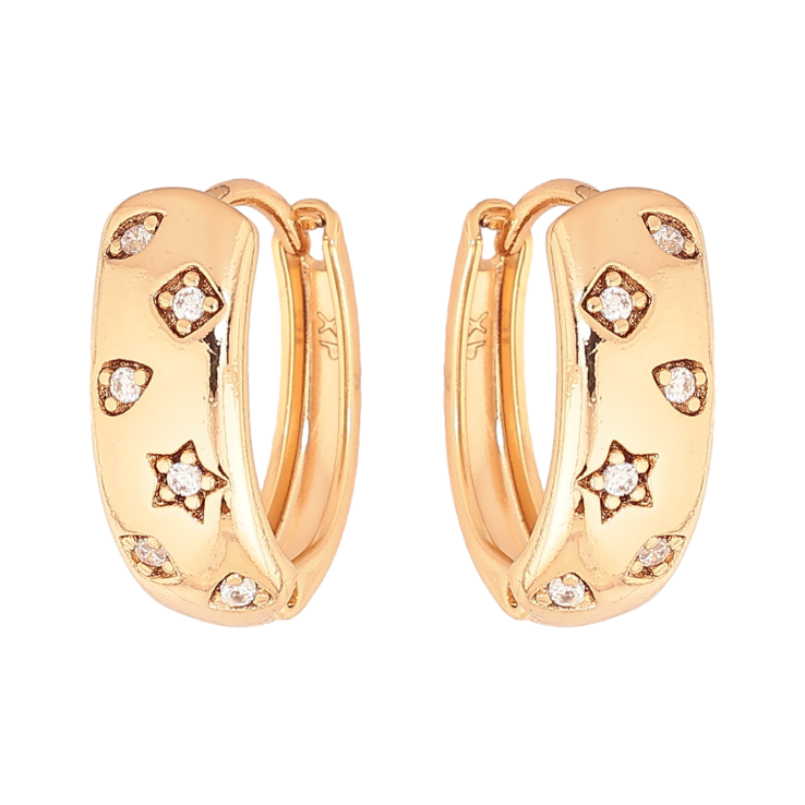 Сережки Xuping колір Позолота 18К колечка "Візерунок з кристалами" фото №7