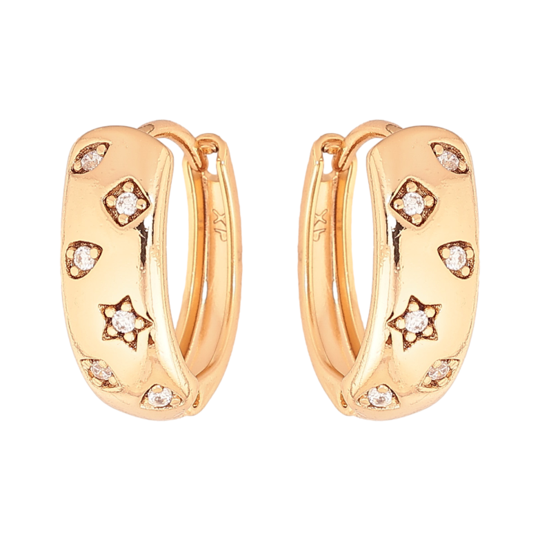 Сережки Xuping колір Позолота 18К колечка "Візерунок з кристалами" фото №2