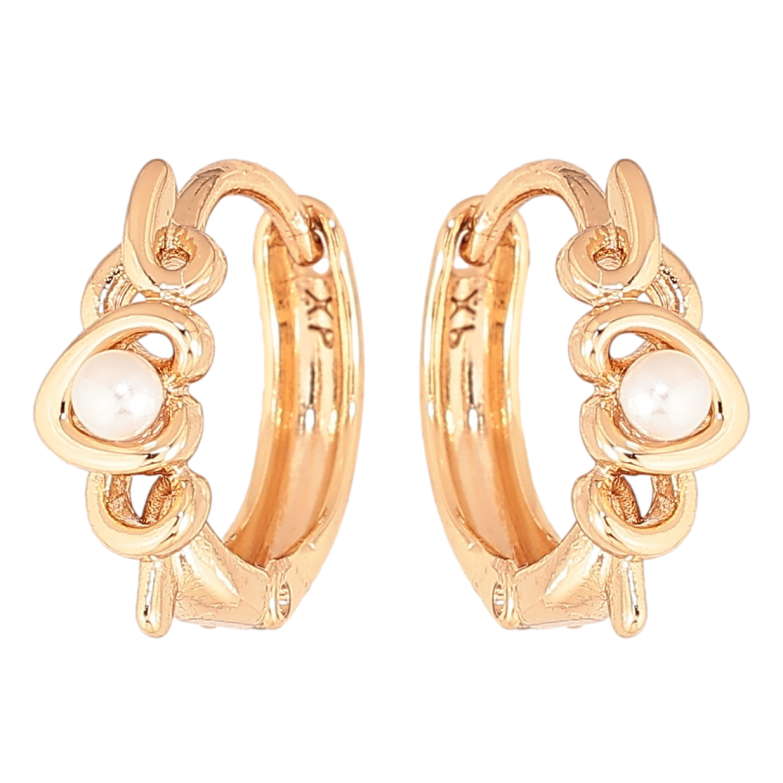 Сережки Xuping колір Позолота 18К колечка "Візерунок з перлинами" фото №1