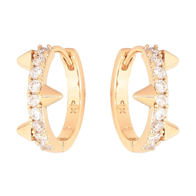 Сережки Xuping колір Позолота 18К колечка "Візерунок з кристалами" фото №1