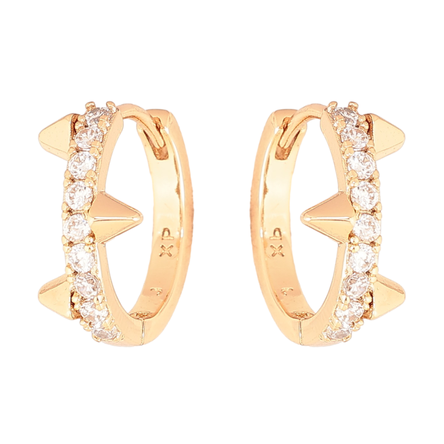 Серьги Xuping цвет Позолота 18К колечки "Узор с кристаллами" фото №1