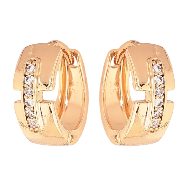 Сережки Xuping колір Позолота 18К колечка "Візерунок з кристалами" фото №1