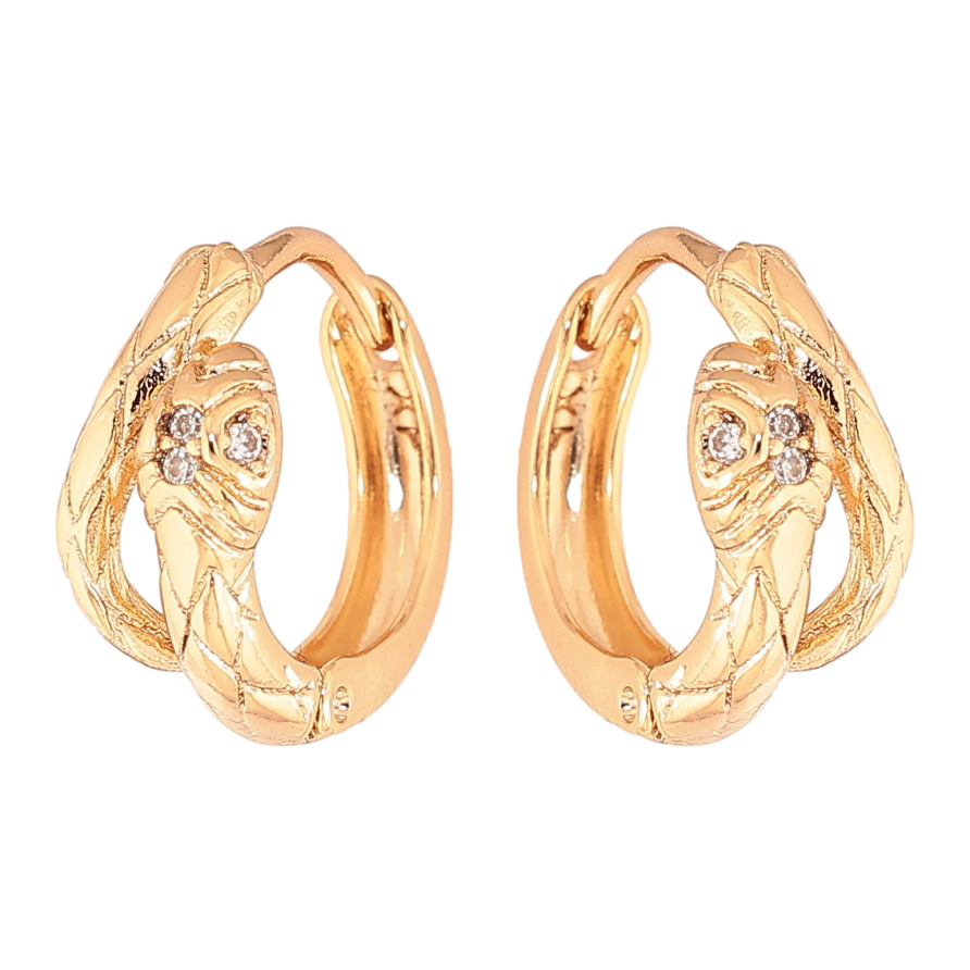 Сережки Xuping колір Позолота 18K колечка "Змії з кристалами" фото №1