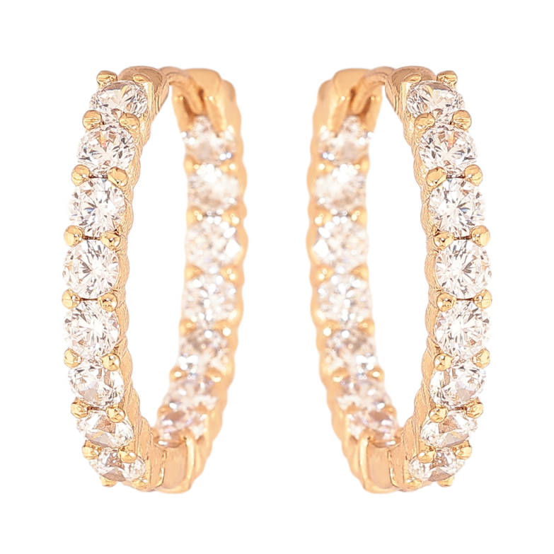 Сережки Xuping колір Позолота 18K колечка "Візерунок з кристалами"  фото №1