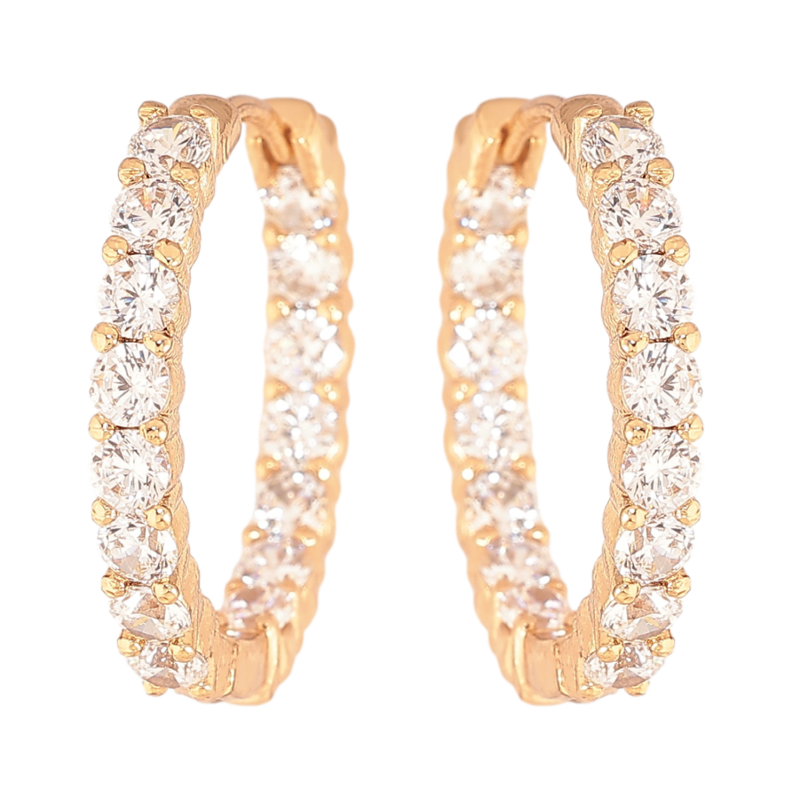 Сережки Xuping колір Позолота 18K колечка "Візерунок з кристалами"  фото №1