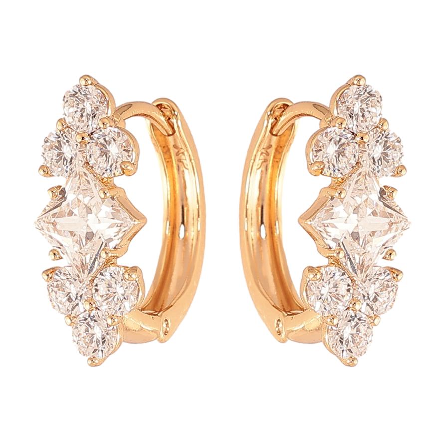 Сережки Xuping колір Позолота 18K колечка "Візерунок з кристалами" фото №1