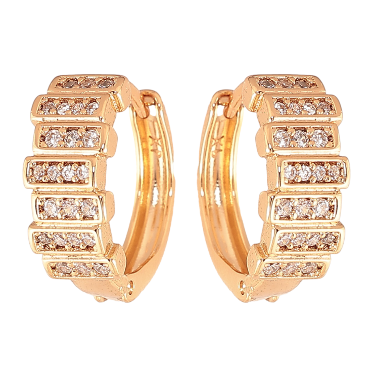 Сережки Xuping колір Позолота 18K колечка "Візерунок з кристалами" фото №25