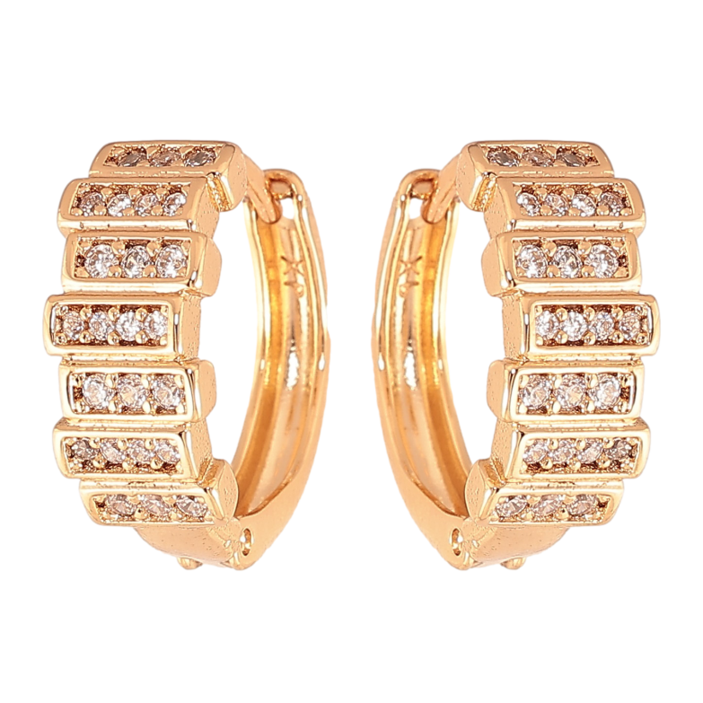 Сережки Xuping колір Позолота 18K колечка "Візерунок з кристалами" фото №1