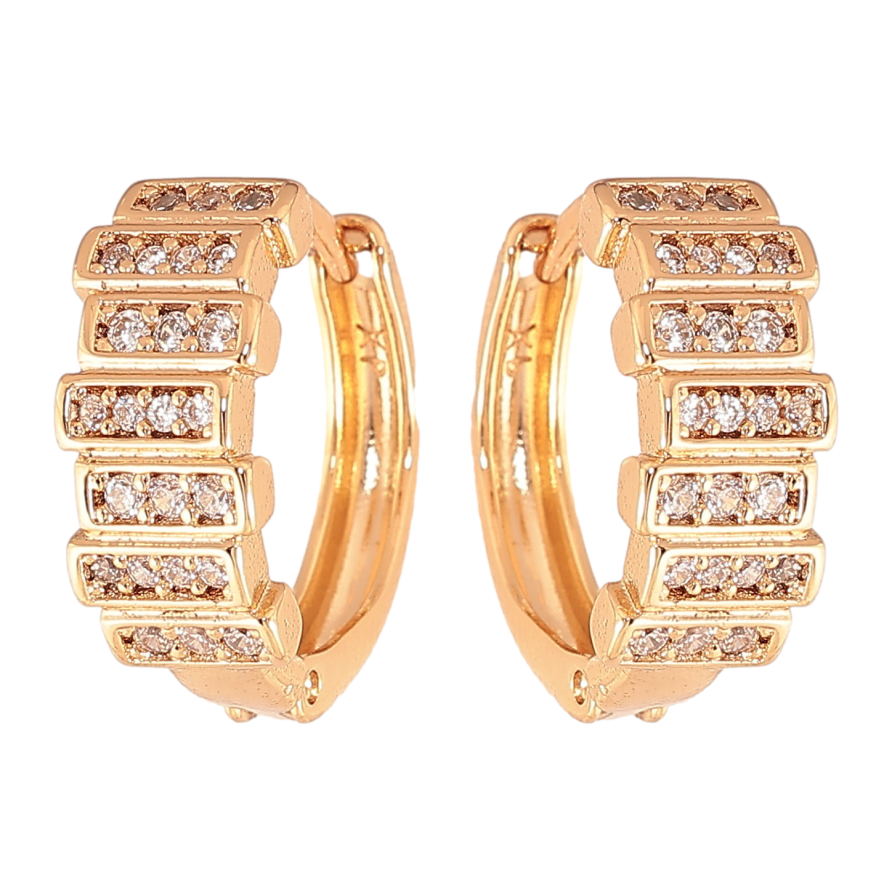 Сережки Xuping колір Позолота 18K колечка "Візерунок з кристалами" фото №1