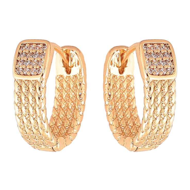 Сережки Xuping колір Позолота 18K колечка "Візерунок з кристалами" фото №15