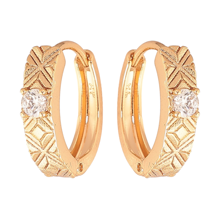 Сережки Xuping колір Позолота 18K колечка "Візерунок з кристалами" фото №5