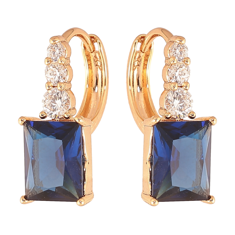 Сережки Xuping колір Позолота 18K колечка "Візерунок з синіми кристалами" фото №1