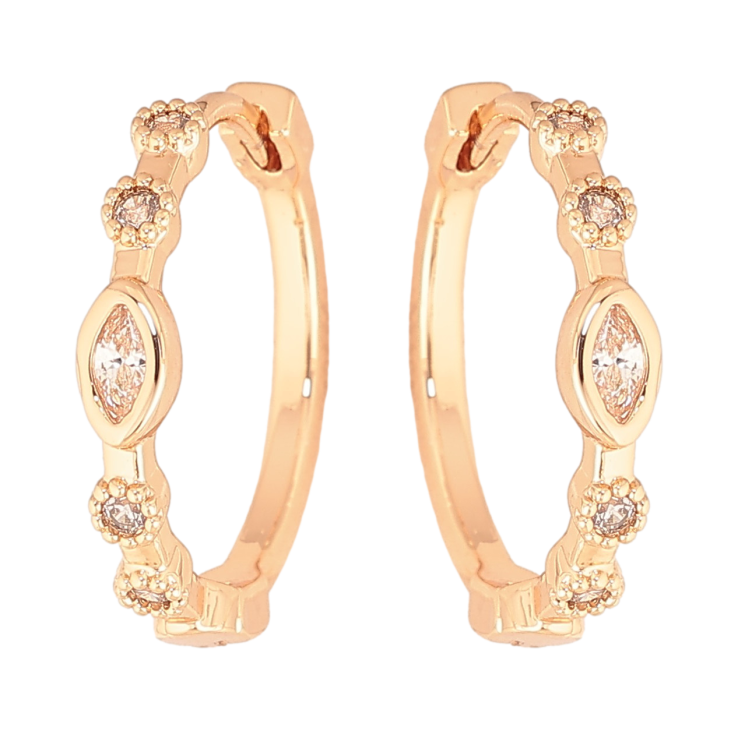 Серьги Xuping цвет Позолота 18K колечки "Узор с кристаллами"  фото №5