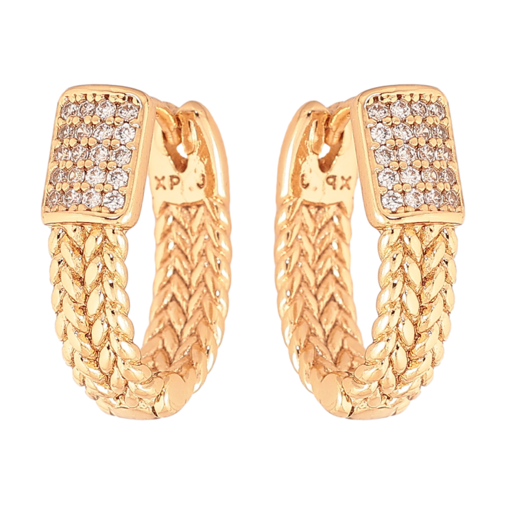 Сережки Xuping колір Позолота 18K колечка "Візерунок з кристалами" фото №21 Сережки Xuping колір Позолота 18K колечка "Візерунок з кристалами" фото №21