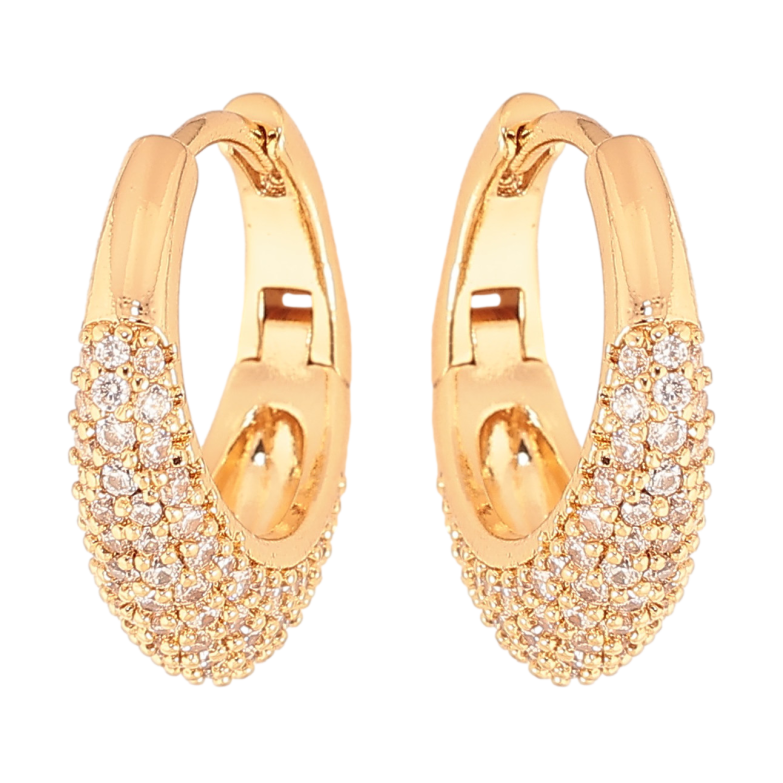 Серьги Xuping цвет Позолота 18K колечки "Инкрустация кристаллами"  фото №1