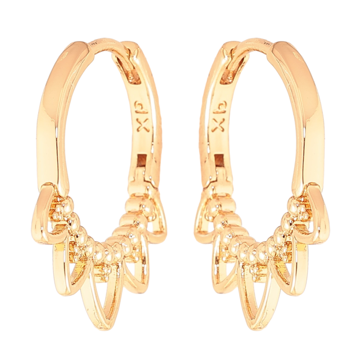 Сережки Xuping колір Позолота 18K колечка "Декоративний візерунок" фото №4 Сережки Xuping колір Позолота 18K колечка "Декоративний візерунок" фото №4