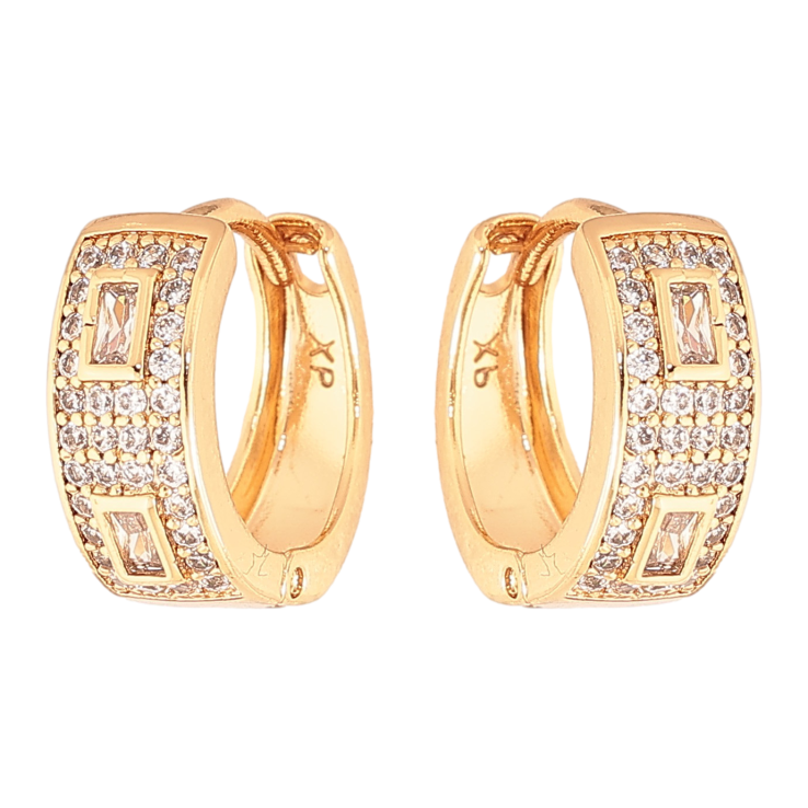 Сережки Xuping колір Позолота 18K колечка "Візерунок з кристалами" фото №14 Сережки Xuping колір Позолота 18K колечка "Візерунок з кристалами" фото №14