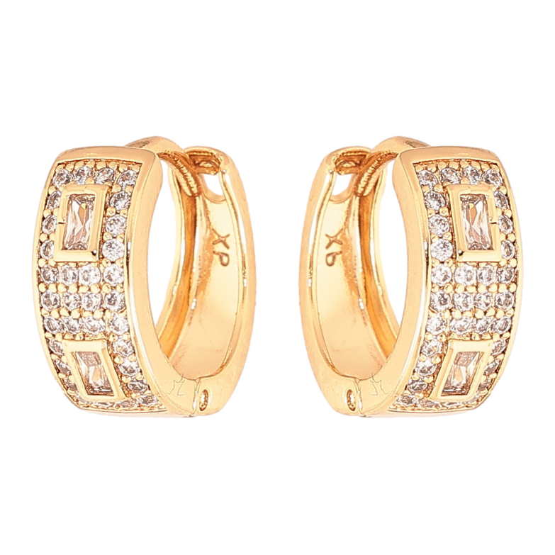 Сережки Xuping колір Позолота 18K колечка "Візерунок з кристалами" фото №1