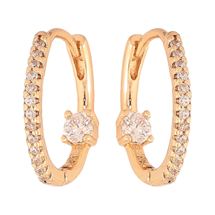 Сережки Xuping колір Позолота 18K колечка "Візерунок з кристалами" фото №8 Сережки Xuping колір Позолота 18K колечка "Візерунок з кристалами" фото №8