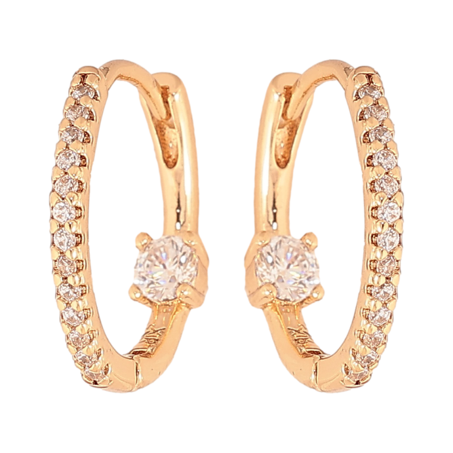 Сережки Xuping колір Позолота 18K колечка "Візерунок з кристалами" фото №1