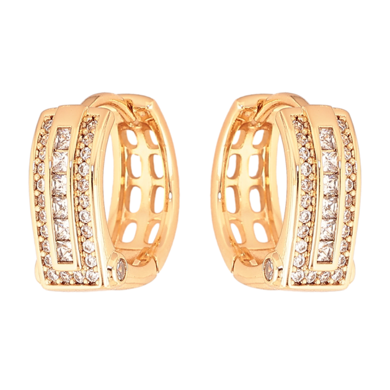 Сережки Xuping колір Позолота 18K колечка "Візерунок з кристалами" фото №1