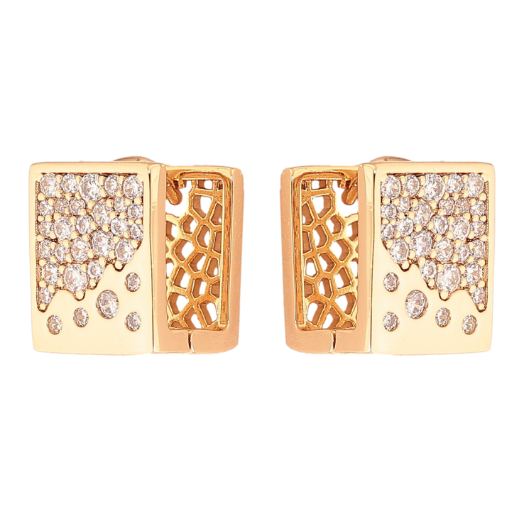 Серьги Xuping цвет Позолота 18K колечки "Узор с кристаллами" фото №21