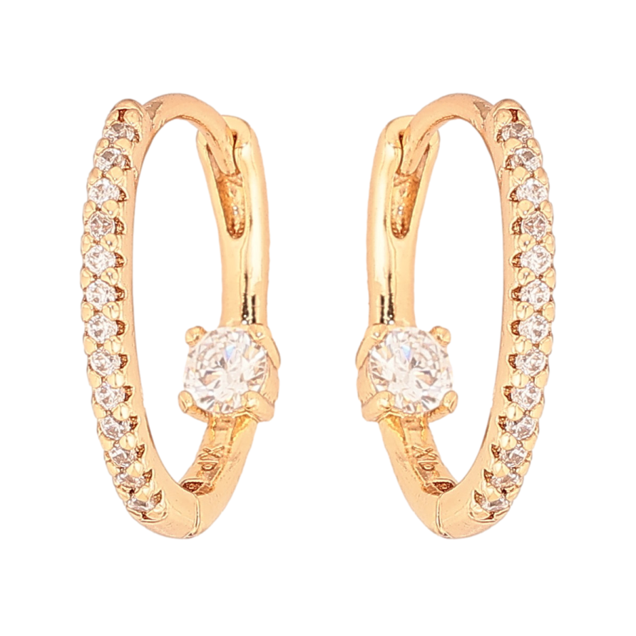 Серьги Xuping цвет Позолота 18К колечки "Узор с кристаллами" фото №1