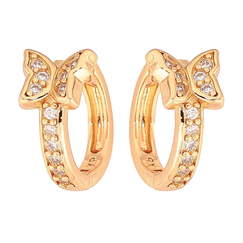 Серьги Xuping цвет Позолота 18К колечки "Бабочки с кристаллами" фото №1