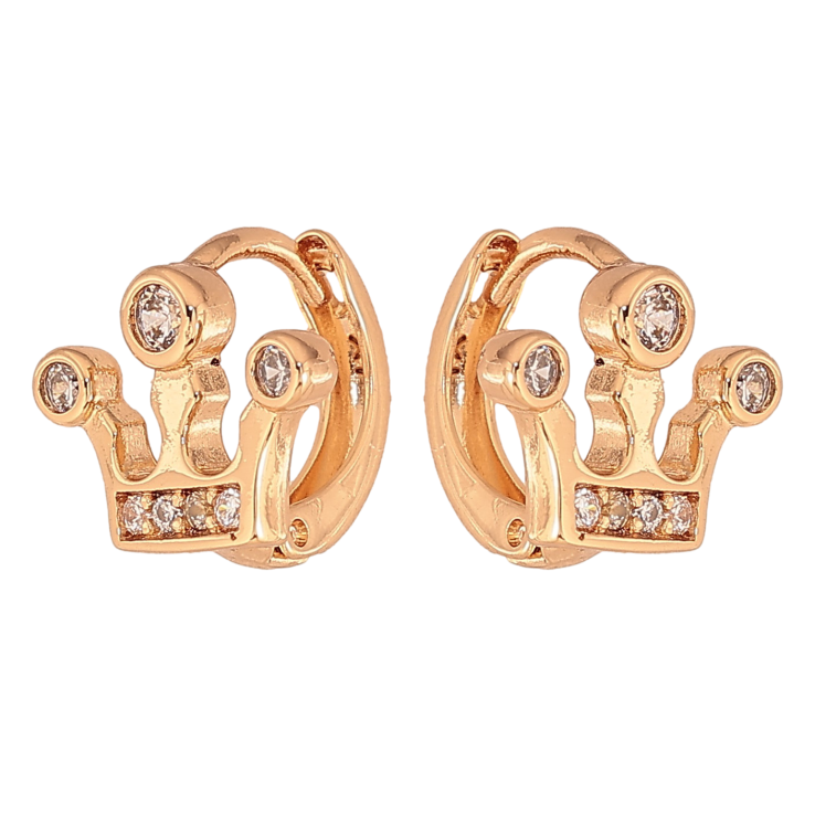 Серьги Xuping цвет Позолота 18К колечки "Корона с кристаллами" фото №17