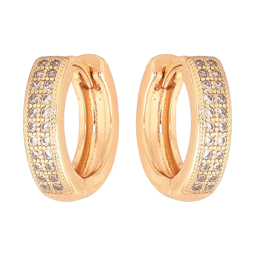 Серьги Xuping цвет Позолота 18К колечки "Инкрустация кристаллами" фото №1