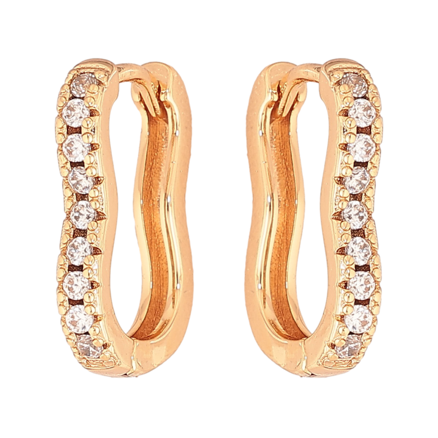 Серьги Xuping цвет Позолота 18К колечки "Дорожки кристаллов" фото №1