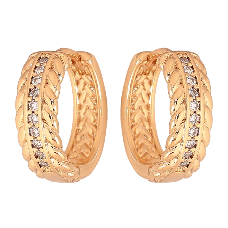 Серьги Xuping цвет Позолота 18К колечки "Узор с кристаллами" фото №23