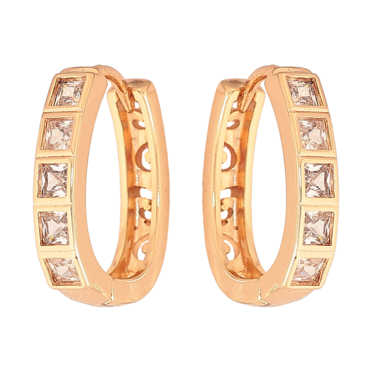 Серьги Xuping цвет Позолота 18К колечки "Узор с кристаллами" фото №19