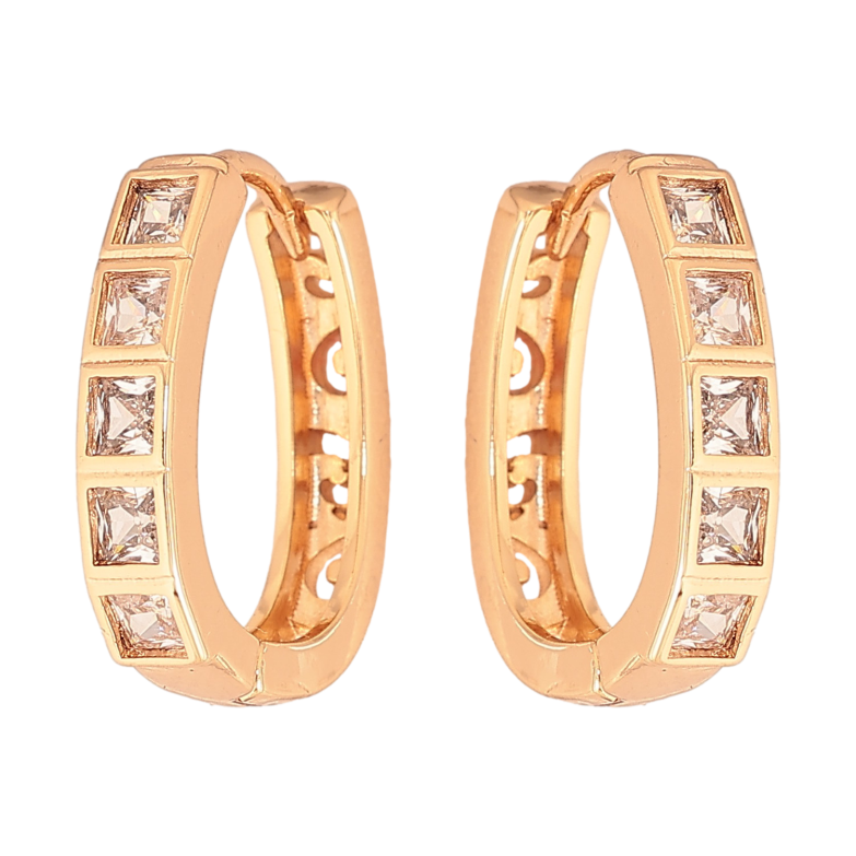 Сережки Xuping колір Позолота 18К колечка "Візерунок з кристалами" фото №1